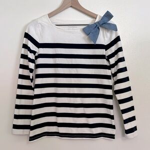 Talbots Chambray Bow Stripe Top